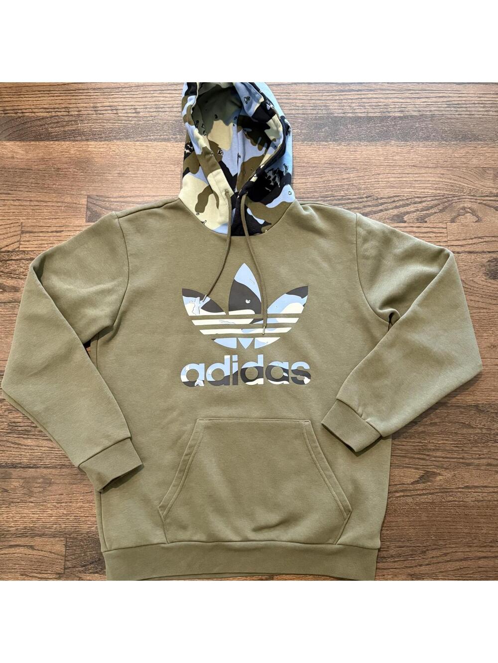 ADIDAS ORIGINALS Olive Green Blue Camo Hoodie Medium